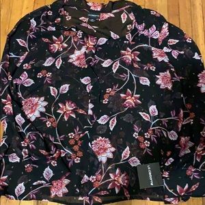 Liz Claiborne Career floral sheer blouse NWT XXL